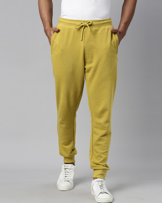 Rare Rabbit Solid Men Yellow Track Pants