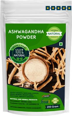 NATURAL AND HERBAL PRODUCTS Ashwagandha Powder For Height Growth, Skin Care, Tea, Hair Care, Immunity Booster