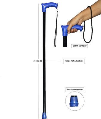 KDS SURGICAL 1 Leg Blue Black Dori Non Adjustable Walking Stick