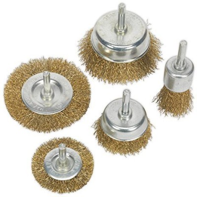 DUMDAAR Heavy duty Small Multipurpose Wire Brass Brush Set to Remove Paint, Dust, Dirt Wheel Brush(Pack of 5)