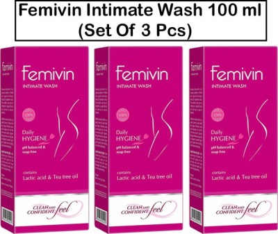 Femivin INTIMATE WASH KELLY Private Part Wash Intimate Wash 3x100ml Intimate Wash(300 ml, Pack of 3)