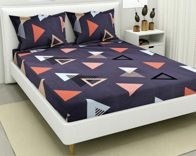 Deepika Imports 200 TC Polycotton King Geometric Fitted (Elastic) Bedsheet(Pack of 1, Grey)