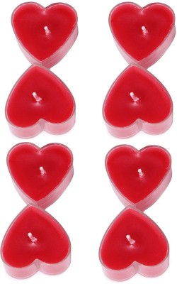 PeepalComm High Scented Wax Heart Shape Pack Of 8 Candle(Red, Pack of 8)