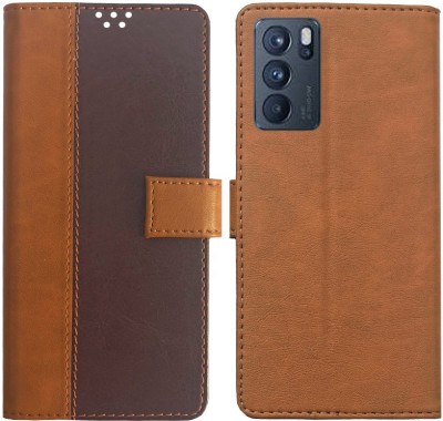 MYSHANZ Flip Cover for Oppo Reno6 Pro 5G, Oppo Reno 6 Pro 5G Flip Cover, Oppo Reno 6 Pro 5G Wallet Cover(Brown, Magnetic Case)