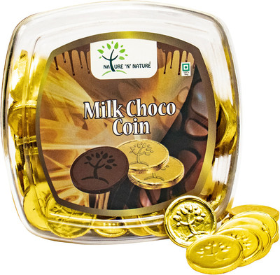 NATURE 'N' NATURE Gold Coin Milk Chocolates, 230g Square Giftpack, 100 pcs small milk coin chocolates Brittles(230 g)