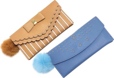 Mahabal Casual Cream, Blue  Clutch(Pack of: 2)