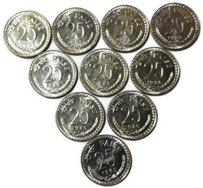 NUMISTENT 25 Paise UNC Copper Nickel Coin For Collection (Pack of 10) Modern Coin Collection(10 Coins)