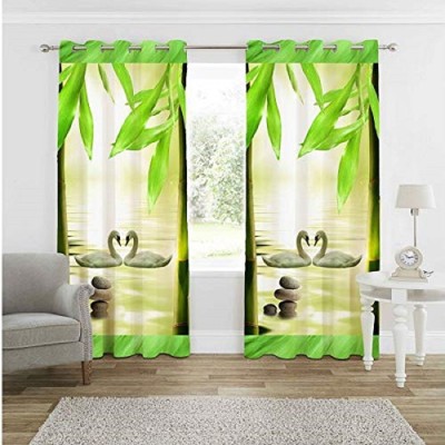 SHREE PM 150 cm (5 ft) Polyester Room Darkening Window Curtain (Pack Of 2)(3D Printed, Multicolor)