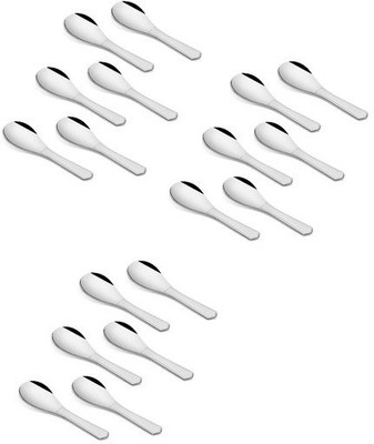 upalabdh 18 PCs 9 CM Oval Masala Spoon Coffee Spoon Spice Spoon Stainless Steel Cutlery Set(Pack of 18)