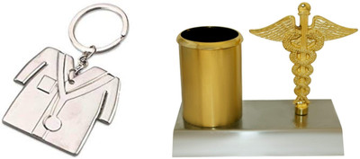Shri R K 1 Compartments Metal Keychain,Pen Holder(Multicolor)