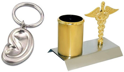 Shri R K 1 Compartments Metal Keychain,Pen Holder(Silver)