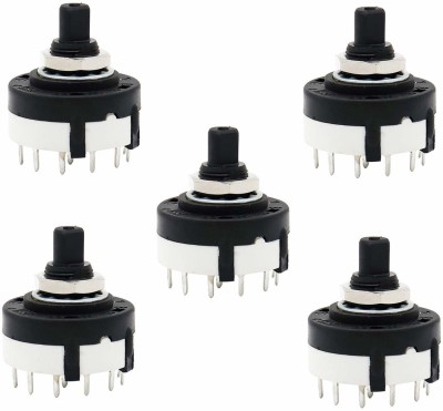 Electronic Spices 5 Pcs 1 Pole 12 Position Single Throw Adjustable Rotary Switch Panel Mount Electronic Components Electronic Hobby Kit