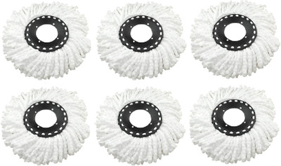 Fclues Rotating Magic Spin Microfiber Mop Head Refill only, 6 Pcs Set Refill(White)