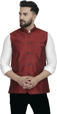 manoxo Sleeveless Self Design Men Jacket