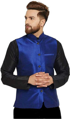manoxo Sleeveless Self Design Men Jacket