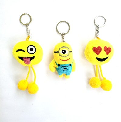 ShopTalk Smiley & Minion Soft Toys Combo Pack of 3 Key Chain