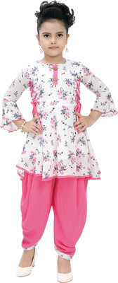 Arshia Fashions Girls Party(Festive) Kurta Dhoti Pant(Pink)