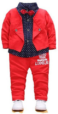 MANTRAAPEX Boys Party(Festive) Blazer Shirt, Trouser(Red)