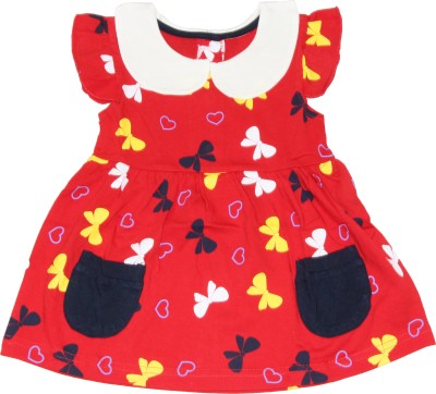 DRESSED UP DIVAS Baby Girls Midi/Knee Length Casual Dress(Red, Sleeveless)