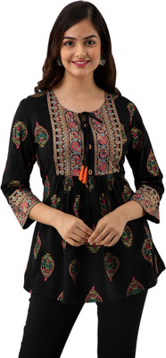DMP FASHION Party Printed Women Black Top