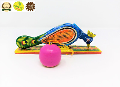 A And A Kreative The Up and Down Peacock Toy -Wooden-Handmade-Non Toxic Colors(Multicolor)
