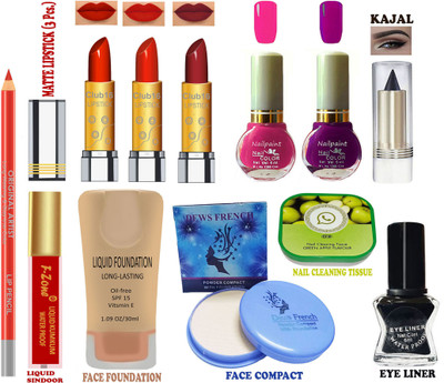 CLUB 16 Instant Makeover Kit For HD Glow To Newly Wed,Office And College Going Girls Makeup Kit of 12 Makeup Items AKR21(Pack of 12)
