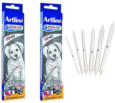 Artline Love -Art 6 sketch Pencils - Pack of 02 (12 PENCILS) + Blending/Smudging Stumps Set of 6 (Size 1 to 6) Pencil(Black) Artline Love -Art 6 sketch Pencils - Pack of 02 (12 PENCILS) + Blending/Smudging Stumps Set of 6 (Size 1 to 6) Pencil(Black)