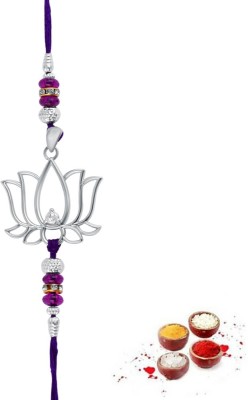 Silver Creations Religious 1145s Gold Finish Rakhi, Chawal Roli Pack  Set(rakhi, chawal, roli, candan)