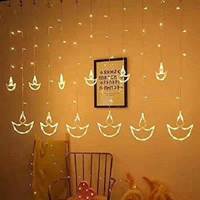 MPROW 12 LEDs 2.49 m Yellow Steady Diya Rice Lights(Pack of 1)