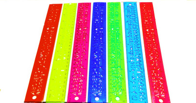 Dolphin52 7 ABCD STENCIL FLEXIBLE UNBRAKEABLE RULER Ruler(Set of 7, Multicolor)