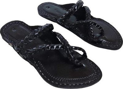 Kolhapuri Men Flats(Black , 9)