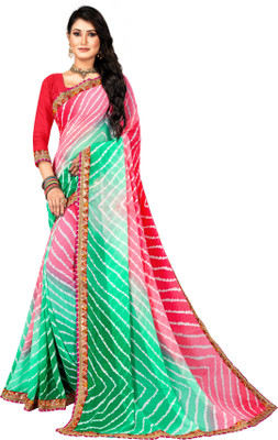 71% OFF on Aadyaa creation Printed Leheria Georgette Saree(Green, Pink) 71% OFF on Aadyaa creation Printed Leheria Georgette Saree(Green, Pink)