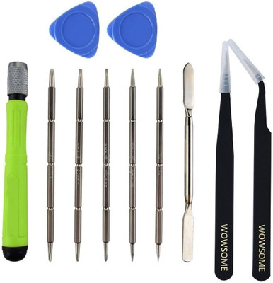 WOWSOME tool kit for laptop, PDA and mobile repairing with spudger, opners and ESD straight and curved tweezers Precision Screwdriver Set(Pack of 11)