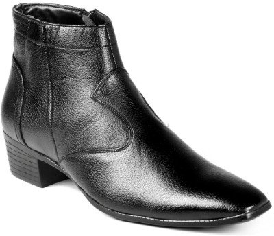BXXY Men's Synthetic Upper Formal Wear Zipper Boots Slip On For Men(Black)