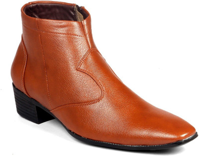 BXXY Men's Synthetic Upper Formal Wear Zipper Boots Boots For Men(Tan , 8)