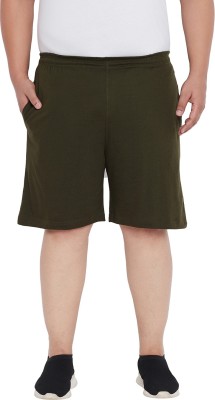 bigbanana Solid Men Dark Green Basic Shorts