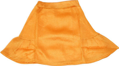 DRESSED UP DIVAS Solid Girls Flared Orange Skirt