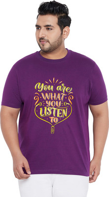 bigbanana Self Design Men Round Neck Purple T-Shirt
