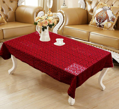 BONA SORT Self Design 4 Seater Table Cover(Red, Cotton)