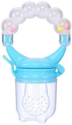 CHILD CHIC Baby's BPA-Free Silicone Nipple Food Nibbler for Fruit and Veggie with Rattle Handle Teether and Feeder Feeder(Blue)