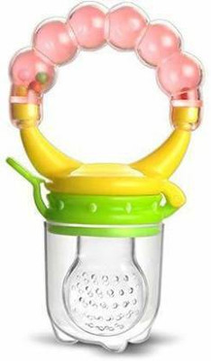CHILD CHIC Baby's BPA-Free Silicone Nipple Food Nibbler for Fruit and Veggie with Rattle Handle Teether and Feeder Feeder(Multicolor)