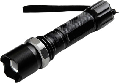 Stylopunk Aluminum-Alloy Mini High Power Chip on Board Q5 LED Rechargeable Zoomable Flashlight Torch Torch(Black, 16 cm, Rechargeable)
