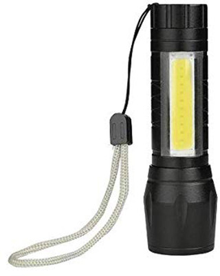 Stylopunk Aluminum-Alloy Mini High Power 2IN1 Chip on Board Q5 LED Rechargeable Zoomable Flashlight Torch Torch(Black, 20 cm, Rechargeable)
