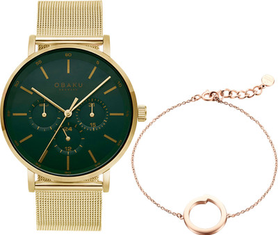 OBAKU EGE BASIL Multifunction Green Round Dial Men's Watch with Bracelet (Combo)- J246GMGEMG Analog Watch  - For Men