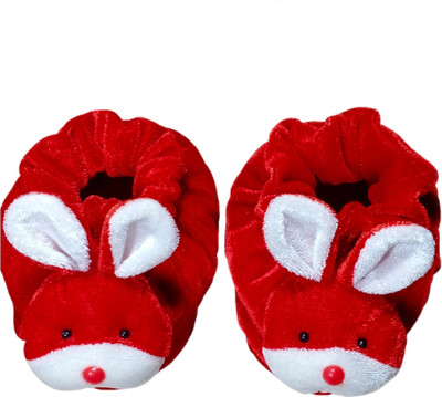 FIRST STEP BABY Booties(Toe to Heel Length - 10 cm, Red, White)