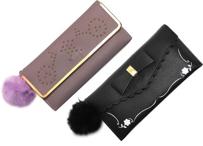 Mahabal Casual Purple, Black  Clutch(Pack of: 2)