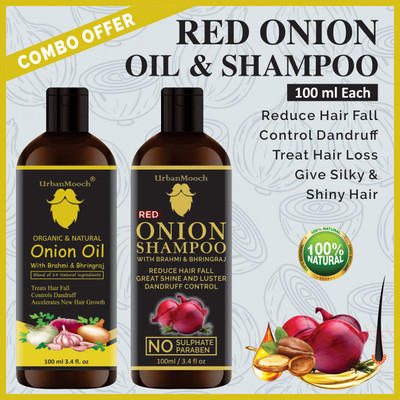 UrbanMooch Premium ONION Hair oil and Shampoo Combo pack of 2 bottles of 100 ml(2 Items in the set)