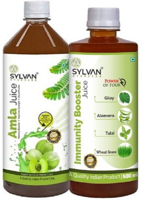 SYLVAN AYURVEDA SYLVAN AMLA JUICE 1L & IMMUNITY BOOSTER JUICE 500ML | PACK OF 2(2 x 750 ml)