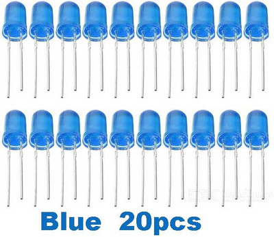 Flyrobo Blue LED 5mm Pack Of 20 (Light Emitting Diod) Electronic Components Electronic Hobby Kit