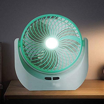 Stylopunk Powerful Rechargeable Table Fan with LED Light, Table Fan for Home, Table Fans, Table Fan for Office Desk, Table Fan High Speed, Table Fan For Kitchen (Multi) 88 mm Silent Operation 3 Blade Table Fan(White, Pack of 1)